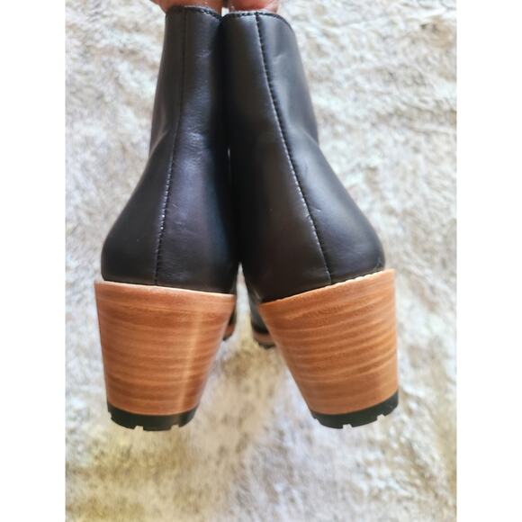 Patina Women’s Black Leather Ankle Boots Size 10 NWOT Block Heel Lug Sole - Picture 7 of 7
